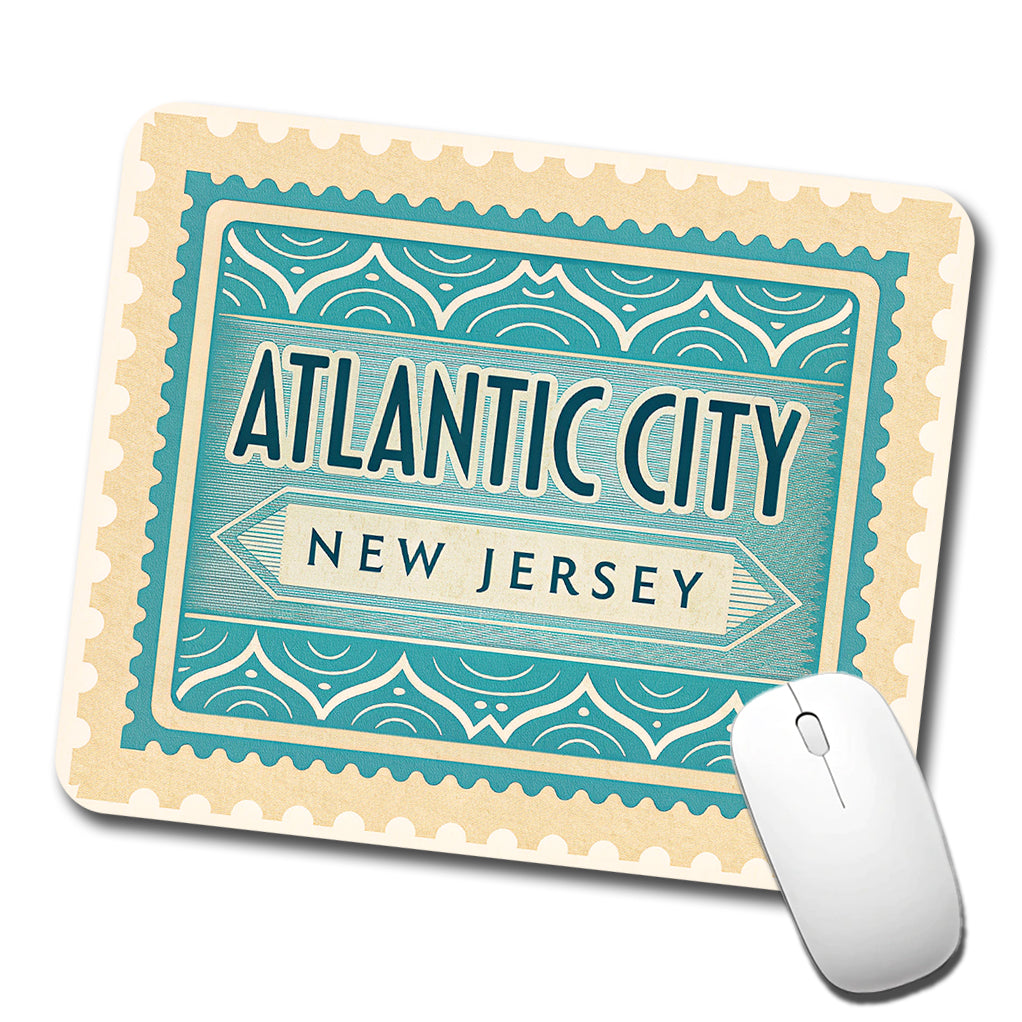 Atlantic City NJ New Jersey Travel Vacation Stamp Low Profile Mouse Pad Mat