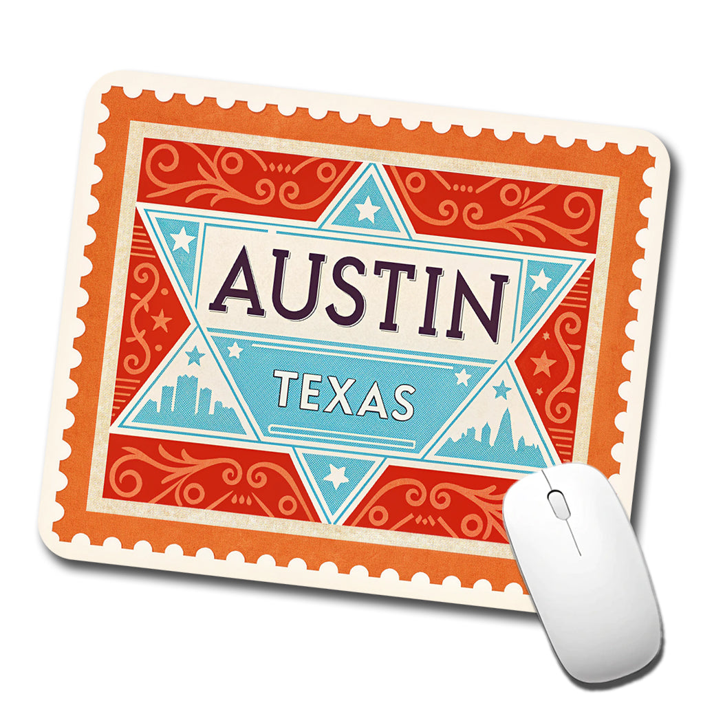 Austin TX Texas Star Travel Vacation Stamp Low Profile Mouse Pad Mat