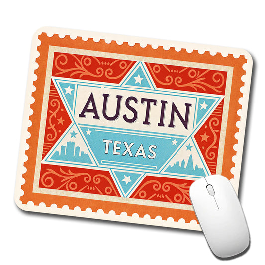 Austin TX Texas Star Travel Vacation Stamp Low Profile Mouse Pad Mat