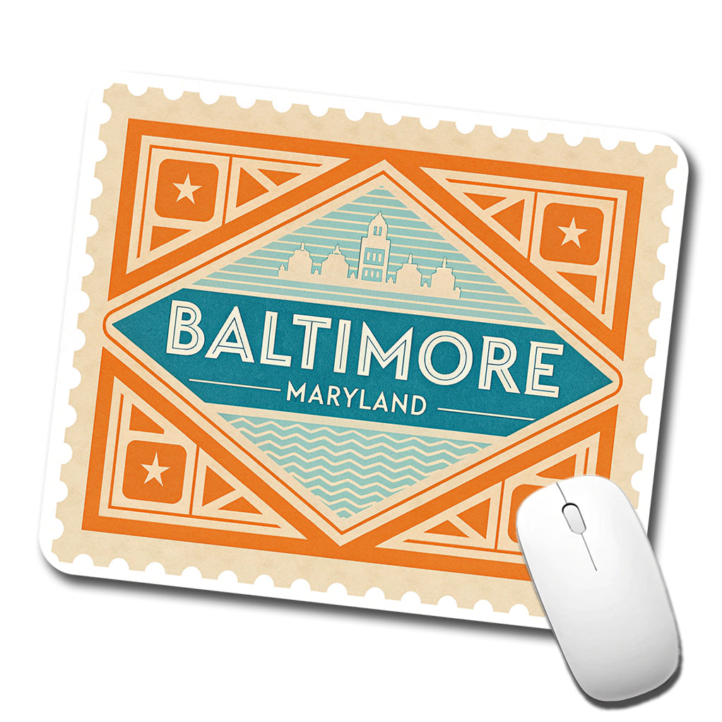 Baltimore MD Maryland Travel Vacation Stamp Low Profile Mouse Pad Mat
