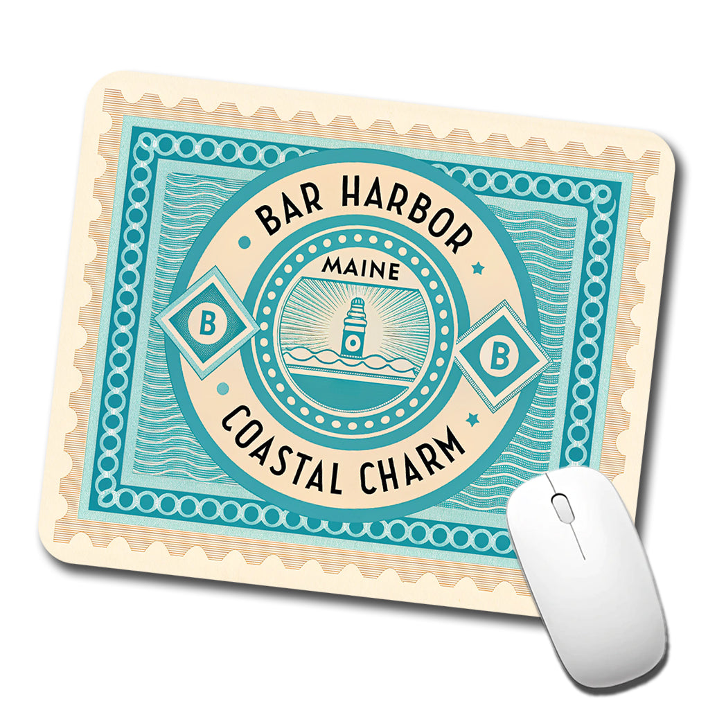 Bar Harbor ME Maine Travel Vacation Stamp Low Profile Mouse Pad Mat