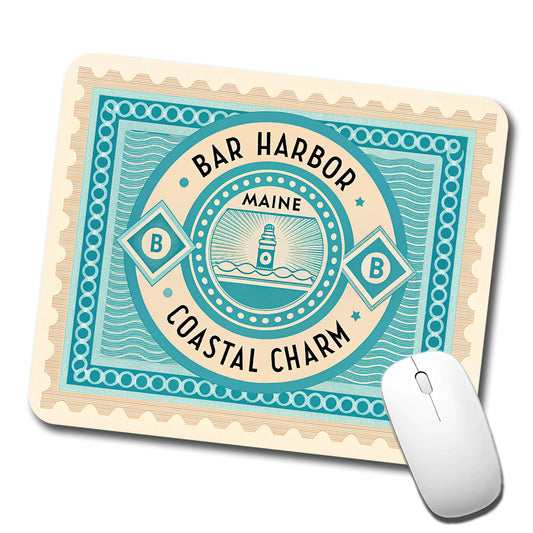 Bar Harbor ME Maine Travel Vacation Stamp Low Profile Mouse Pad Mat