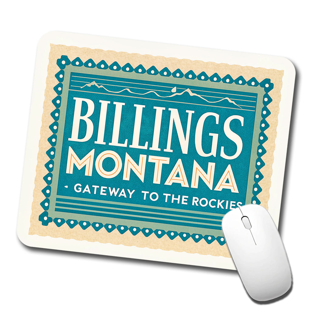 Billings MT Montana Gateway to Rockies Travel Vacation Stamp Low Profile Mouse Pad Mat