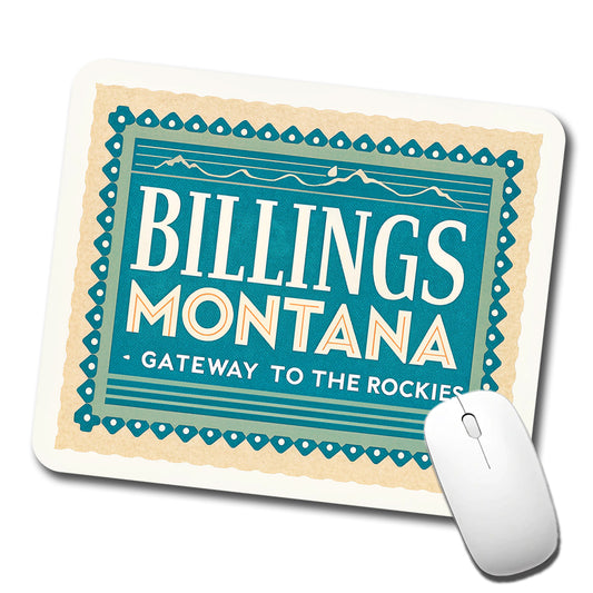 Billings MT Montana Gateway to Rockies Travel Vacation Stamp Low Profile Mouse Pad Mat