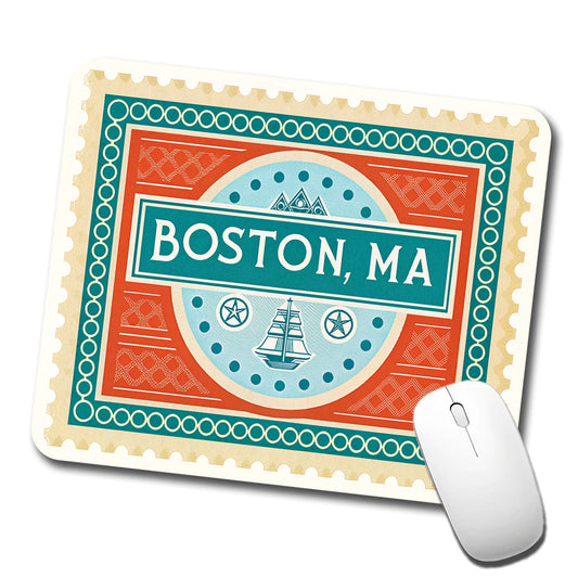 Boston MA Massachusetts Travel Vacation Stamp Low Profile Mouse Pad Mat