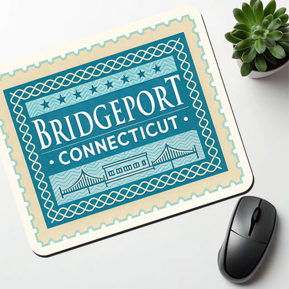 Bridgeport CT Connecticut Travel Vacation Stamp Low Profile Mouse Pad Mat