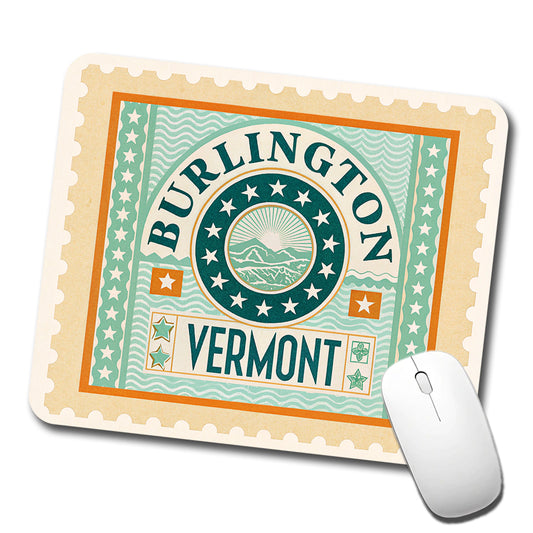 Burlington VT Vermont Travel Vacation Stamp Low Profile Mouse Pad Mat