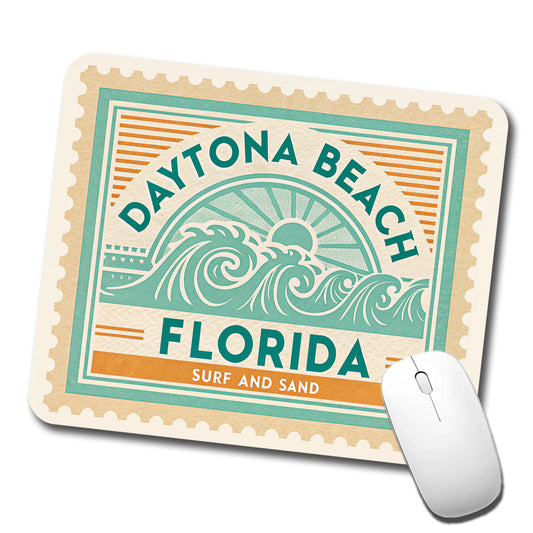 Daytona Beach FL Florida Surf and Sand Travel Vacation Stamp Low Profile Mouse Pad Mat