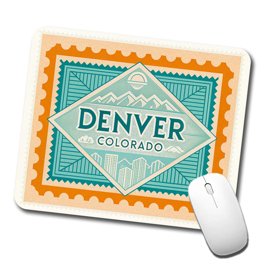 Denver CO Colorado Travel Vacation Stamp Low Profile Mouse Pad Mat