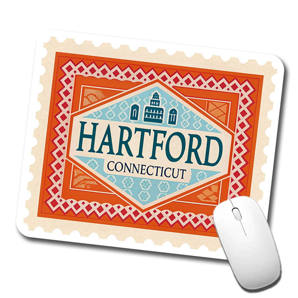 Hartford CT Connecticut Travel Vacation Stamp Low Profile Mouse Pad Mat