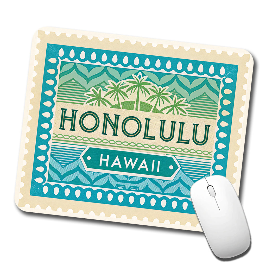 Honolulu HI Hawaii Travel Vacation Stamp Low Profile Mouse Pad Mat