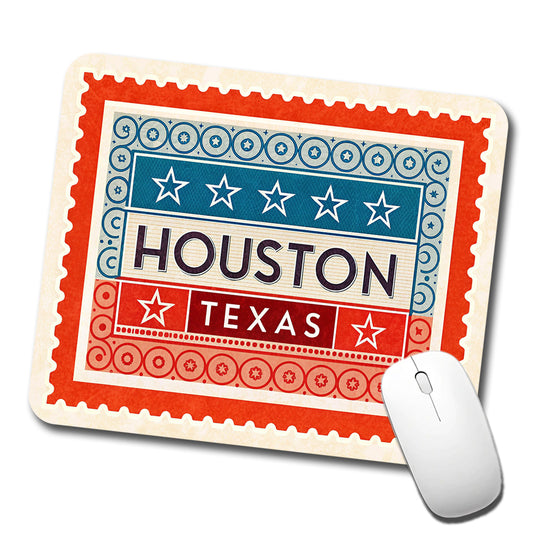 Houston TX Texas Travel Vacation Stamp Low Profile Mouse Pad Mat