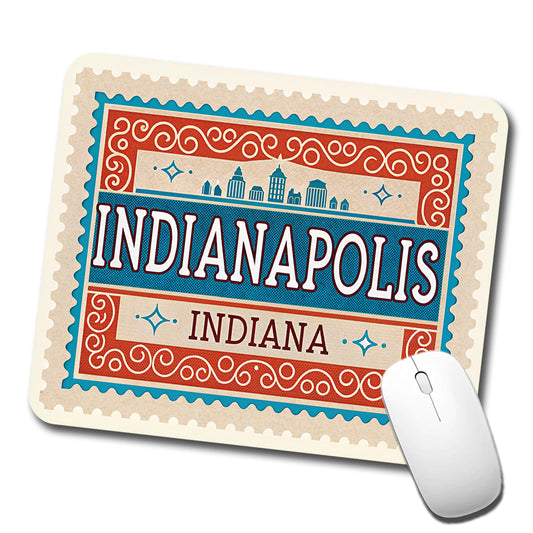 Indianapolis IN Indiana Travel Vacation Stamp Low Profile Mouse Pad Mat