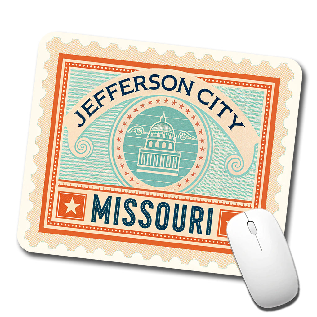 Jefferson City MO Missouri Travel Vacation Stamp Low Profile Mouse Pad Mat