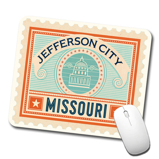 Jefferson City MO Missouri Travel Vacation Stamp Low Profile Mouse Pad Mat
