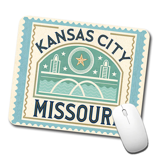 Kansas City MO Missouri Travel Vacation Stamp Low Profile Mouse Pad Mat