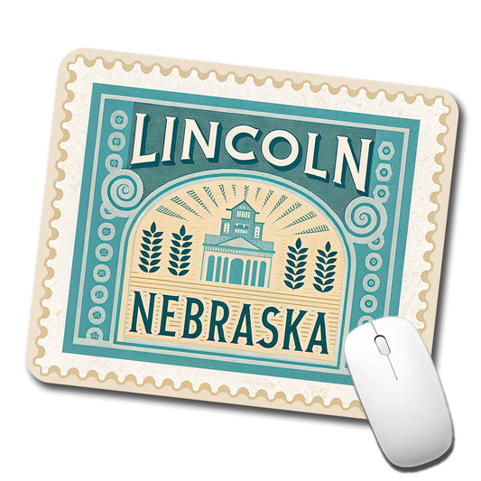 Lincoln NE Nebraska Travel Vacation Stamp Low Profile Mouse Pad Mat
