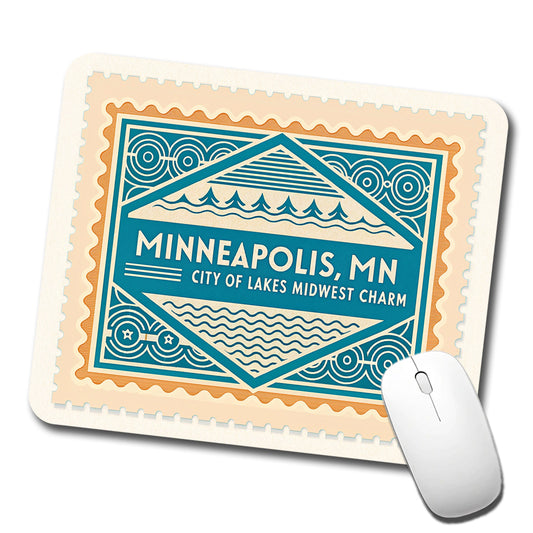 Minneapolis MN Minnesota Travel Vacation Stamp Low Profile Mouse Pad Mat