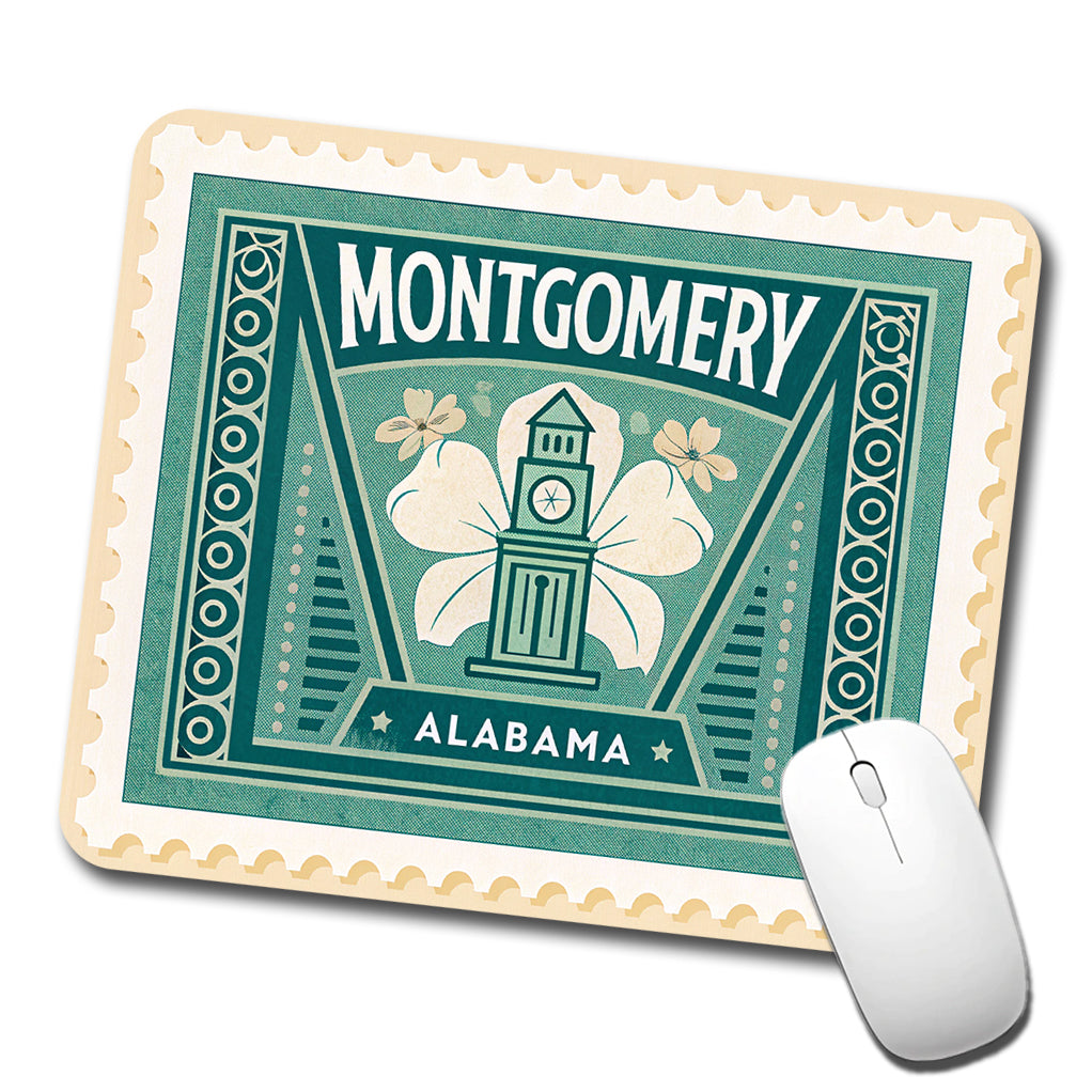 Montgomery Alabama AL Travel Vacation Stamp Low Profile Mouse Pad Mat