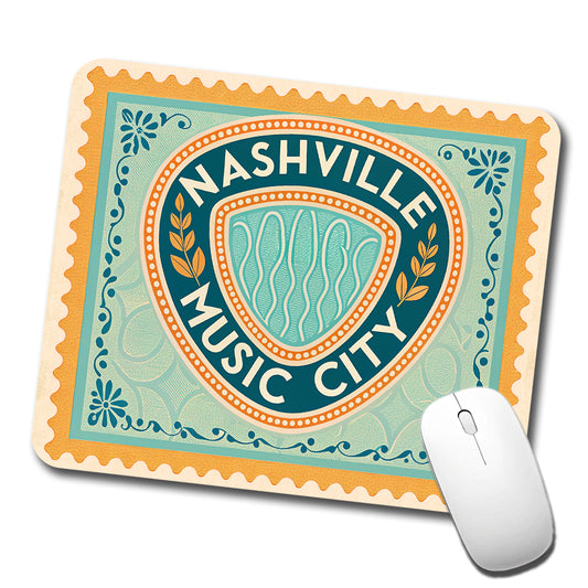 Nashville TN Tennessee Music City Travel Vacation Stamp Low Profile Mouse Pad Mat