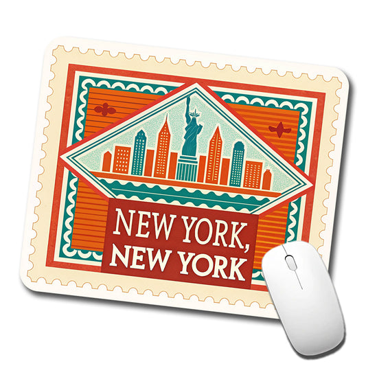 New York NY Skyline Travel Vacation Stamp Low Profile Mouse Pad Mat