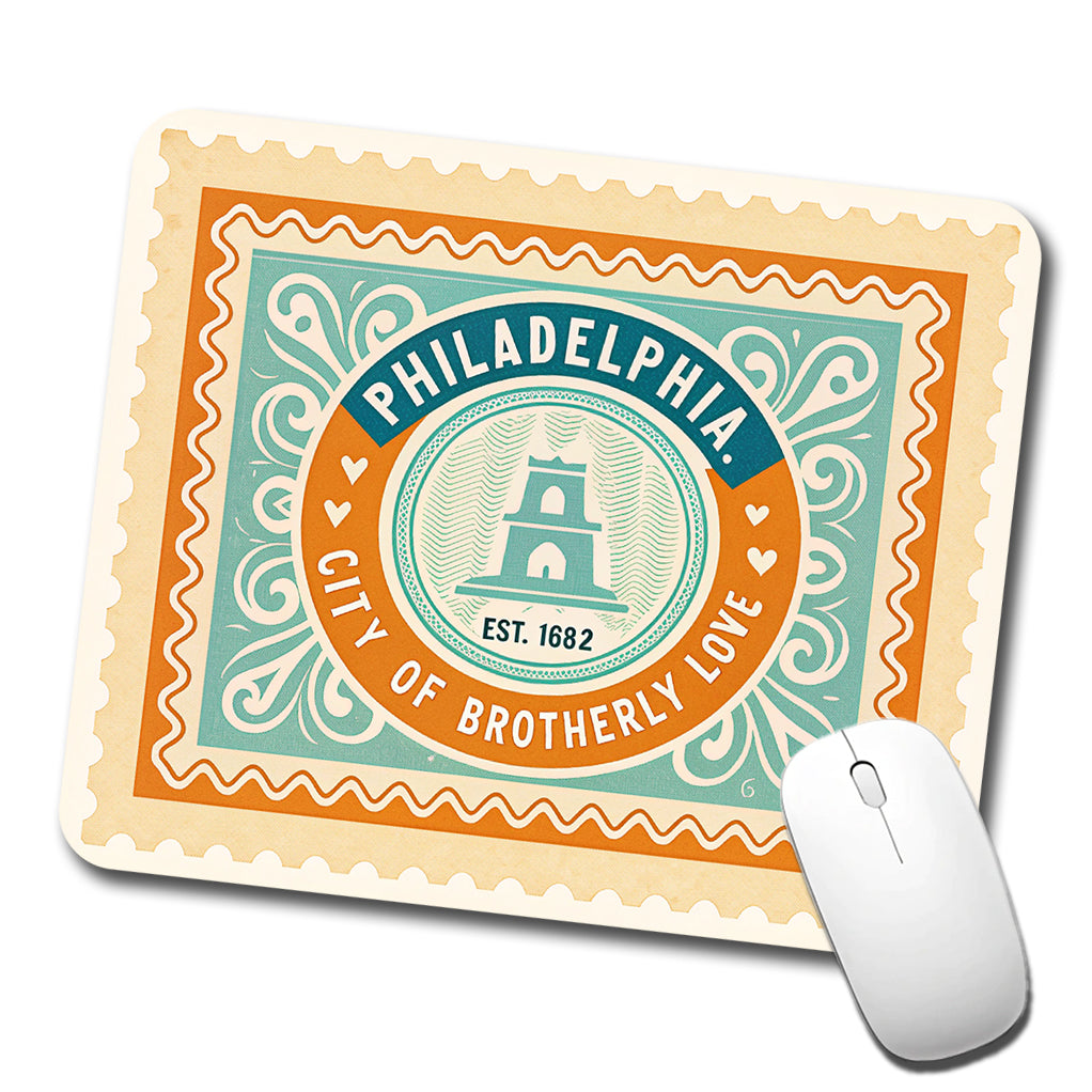 Philadelphia PA City of Brotherly Love Travel Vacation Stamp Low Profile Mouse Pad Mat