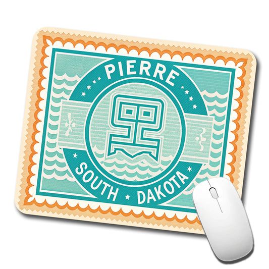 Pierre SD South Dakota Travel Vacation Stamp Low Profile Mouse Pad Mat