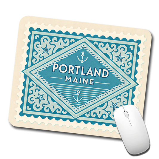 Portland ME Maine Travel Vacation Stamp Low Profile Mouse Pad Mat