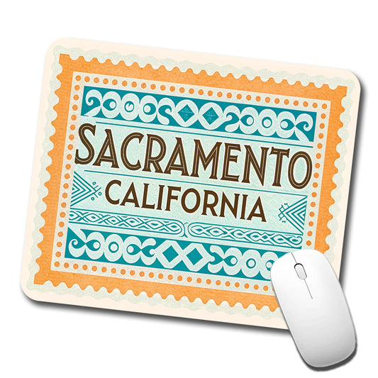 Sacramento CA California Travel Vacation Stamp Low Profile Mouse Pad Mat