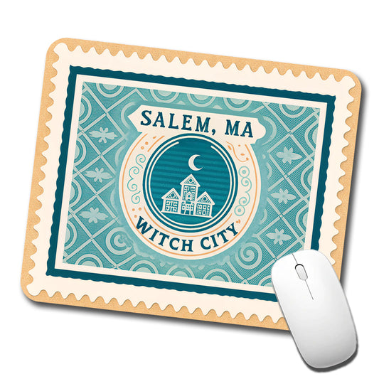 Salem MA Massachusetts Witch Trial City Travel Vacation Stamp Low Profile Mouse Pad Mat