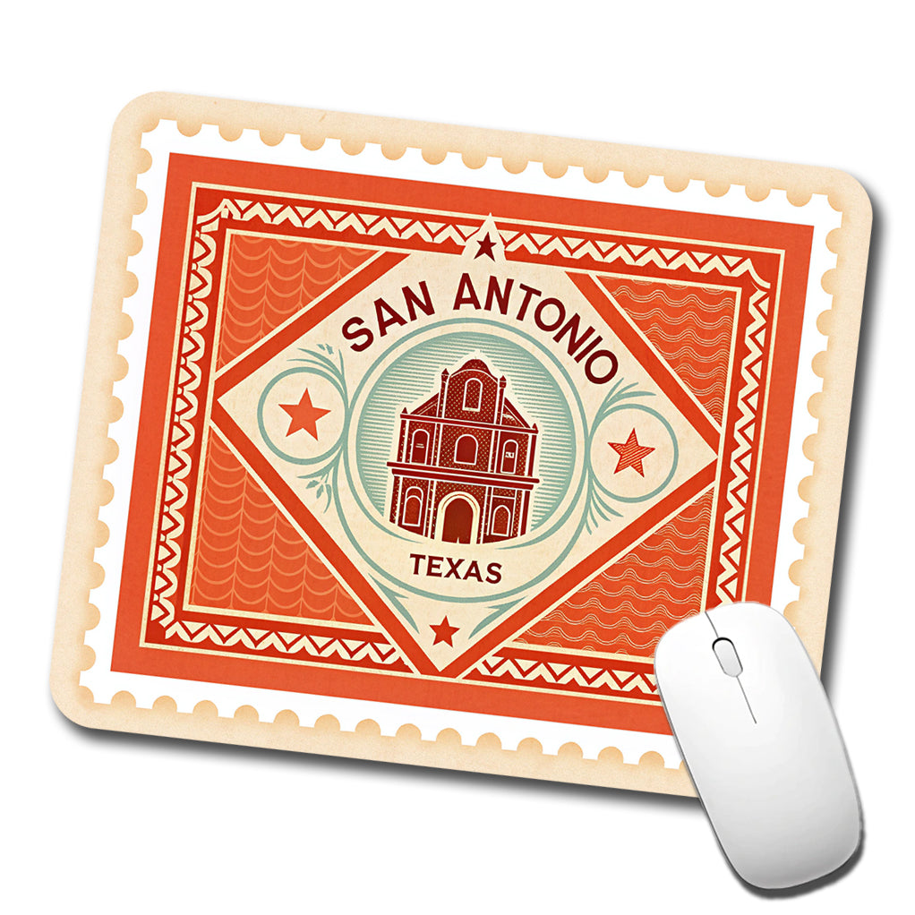 San Antonio TX Texas Alamo Travel Vacation Stamp Low Profile Mouse Pad Mat