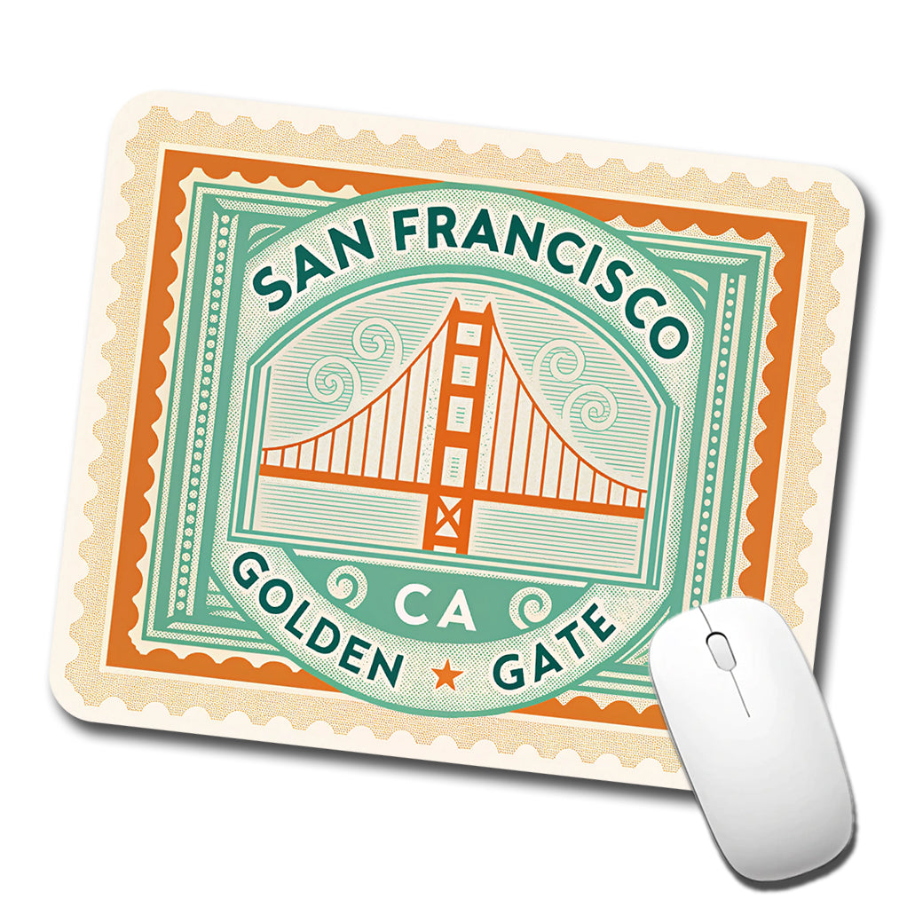 San Francisco CA California Golden Gate Bridge Travel Vacation Stamp Low Profile Mouse Pad Mat