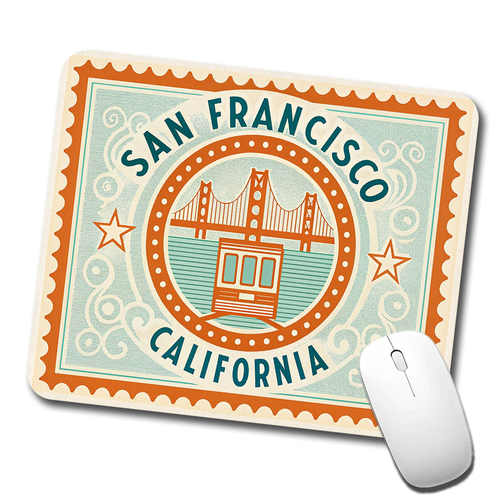 San Francisco CA California Travel Vacation Stamp Low Profile Mouse Pad Mat