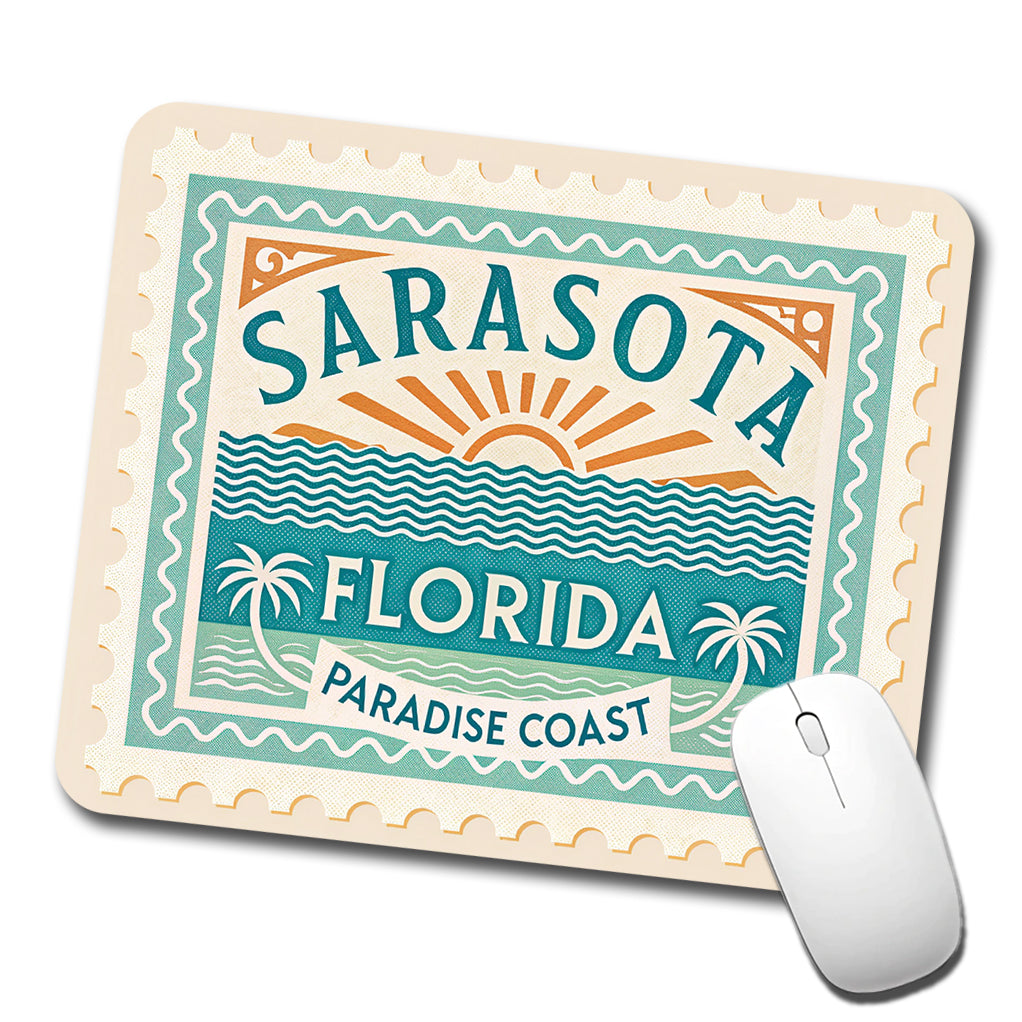 Sarasota FL Florida Paradise Coast Travel Vacation Stamp Low Profile Mouse Pad Mat