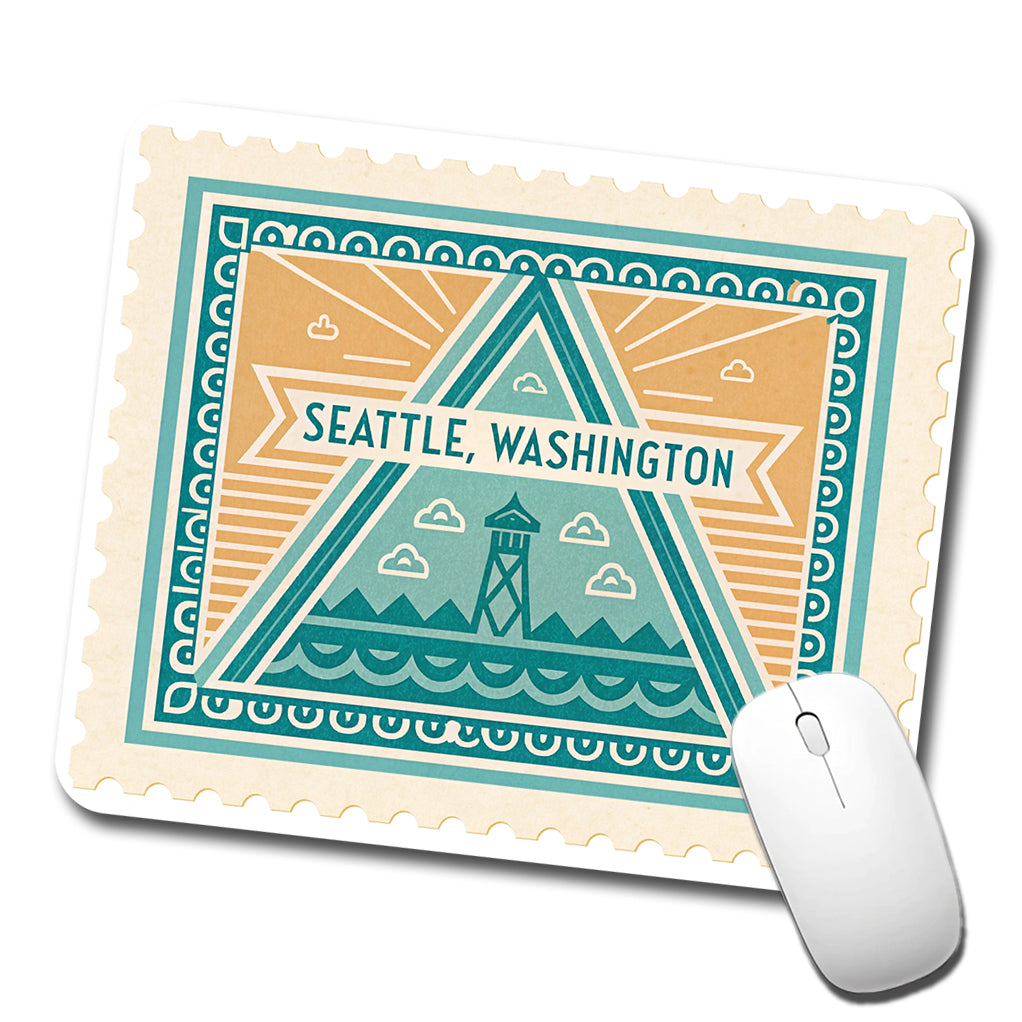 Seattle WA Washington Travel Vacation Stamp Low Profile Mouse Pad Mat
