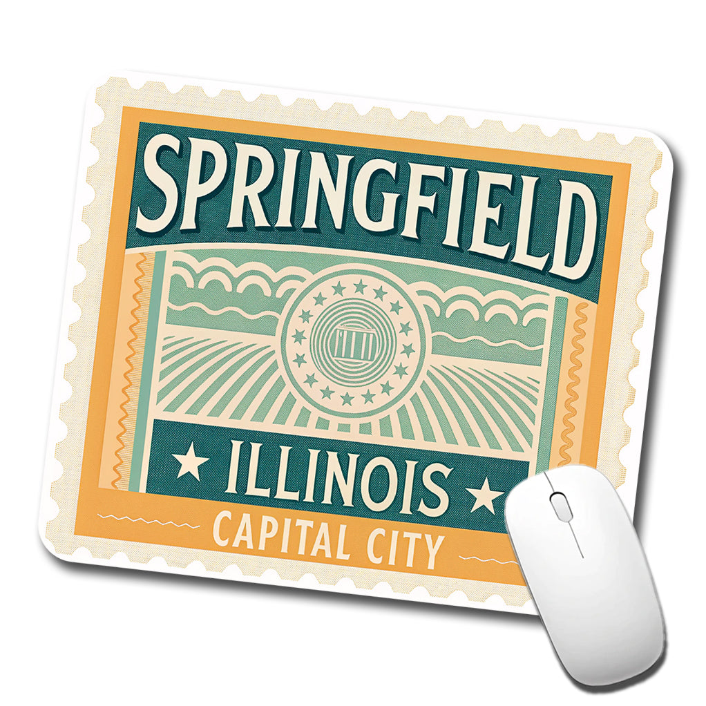 Springfield IL Illinois Travel Vacation Stamp Low Profile Mouse Pad Mat