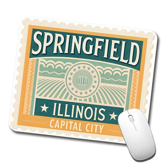 Springfield IL Illinois Travel Vacation Stamp Low Profile Mouse Pad Mat
