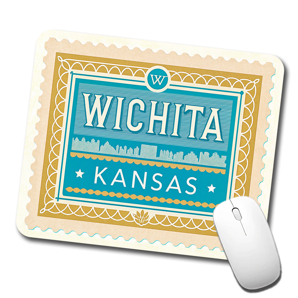 Wichita KS Kansas Travel Vacation Stamp Low Profile Mouse Pad Mat
