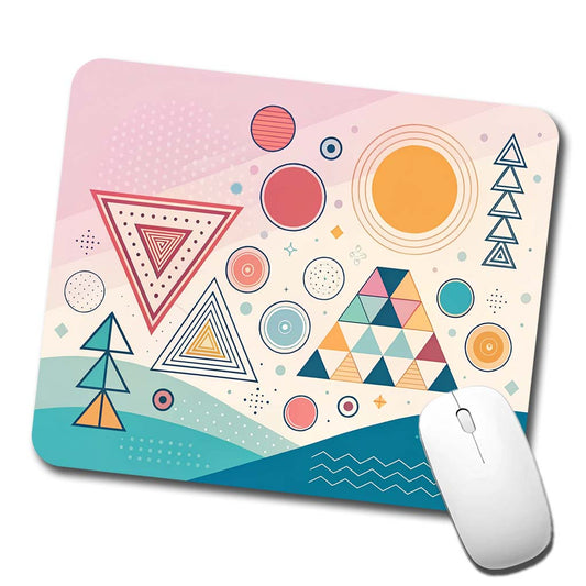 Abstract Geometric Shapes Retro Low Profile Mouse Pad Mat