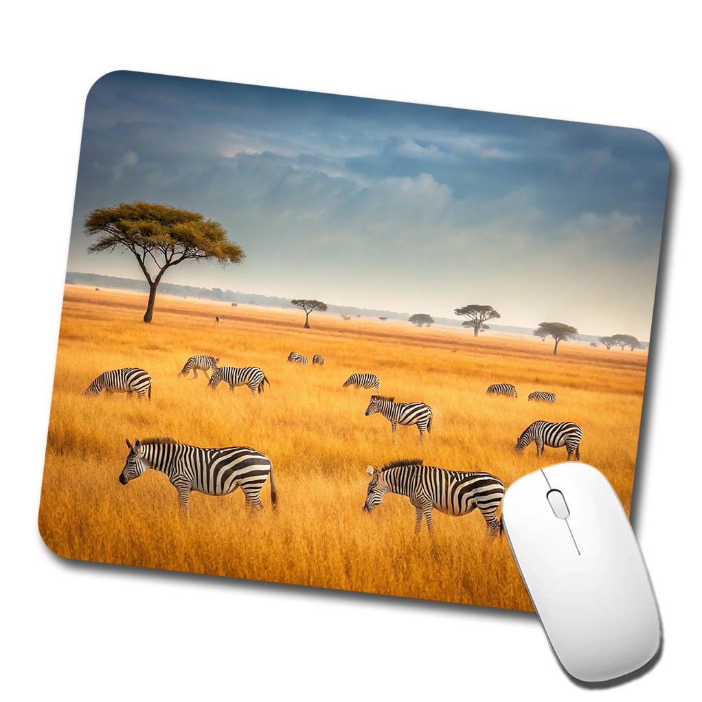 African Safari Zebras Low Profile Mouse Pad Mat