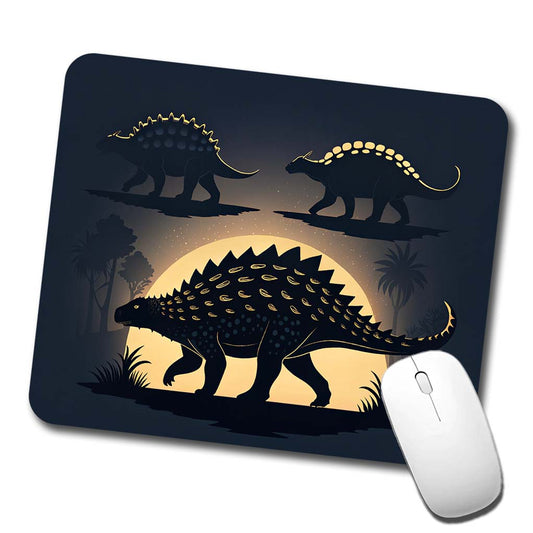 Ankylosaurus Silhouettes Walking Dinosaurs Low Profile Mouse Pad Mat