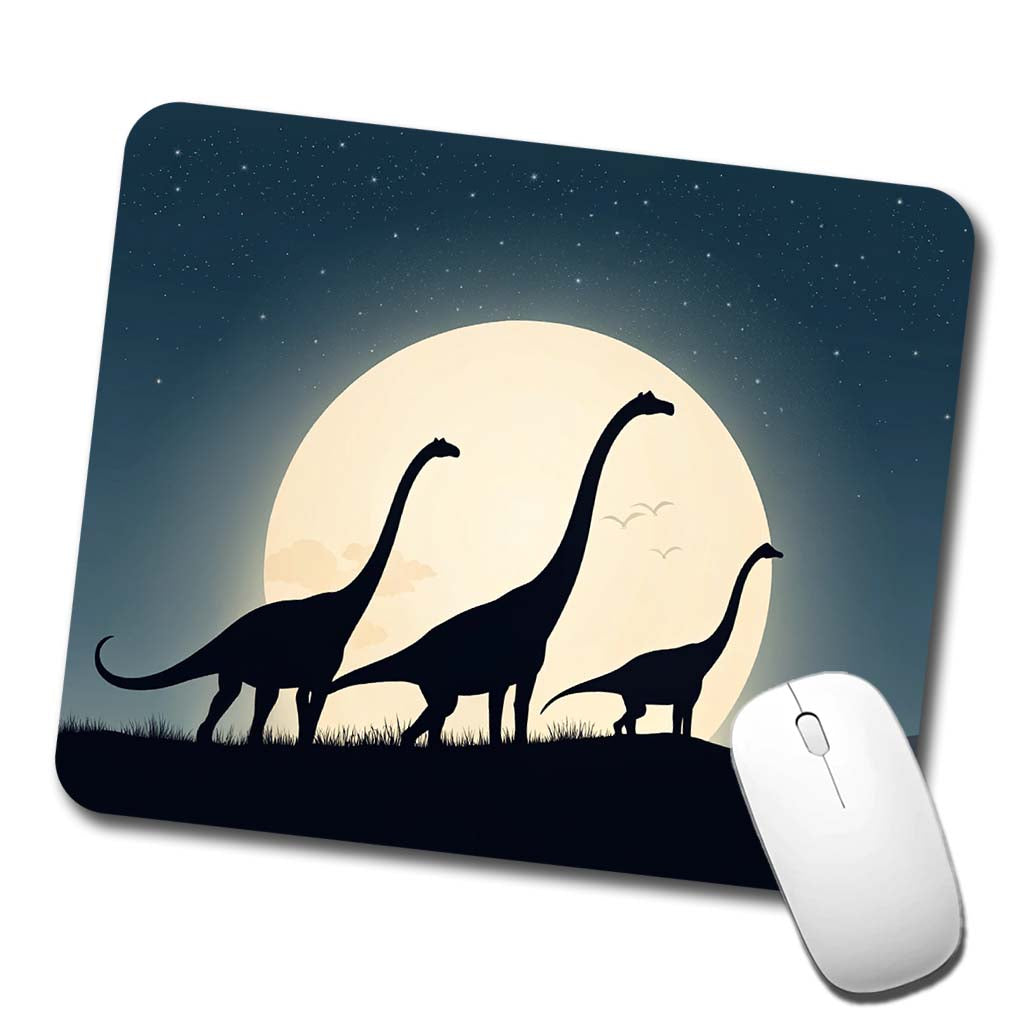 Apatosaurus Silhouettes Moon Night Dinosaurs Low Profile Mouse Pad Mat