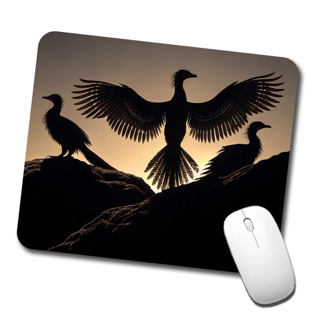 Archaeopteryx Silhouettes Dinosaurs Low Profile Mouse Pad Mat