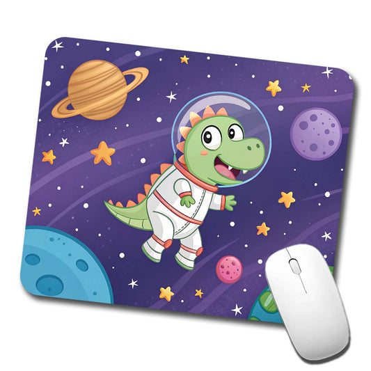 Astronaut Dinosaur Floating Outer Space Planets Low Profile Mouse Pad Mat