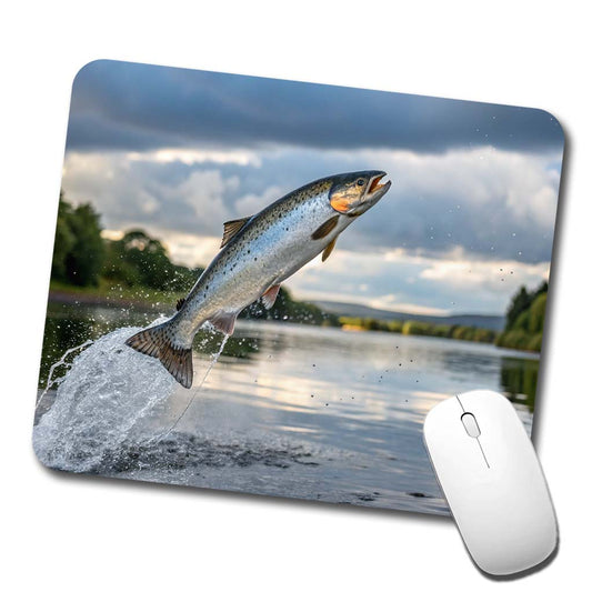 Atlantic Salmon Fish Jumping Fishing Low Profile Mouse Pad Mat