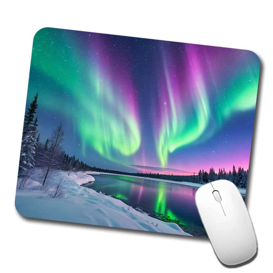 Aurora Borealis Northern Southern Lights Colorful Beautiful Low Profile Mouse Pad Mat