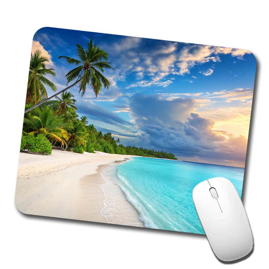 Bali Indonesia Beach Ocean Palm Trees Low Profile Mouse Pad Mat