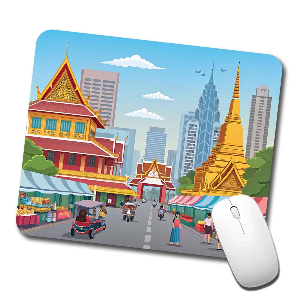 Bangkok Thailand Drawing Low Profile Mouse Pad Mat