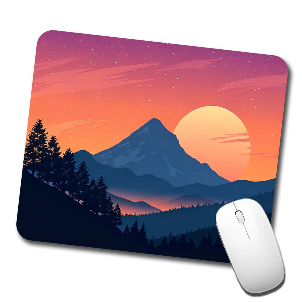 Beautiful Mountain Sunset Low Profile Mouse Pad Mat