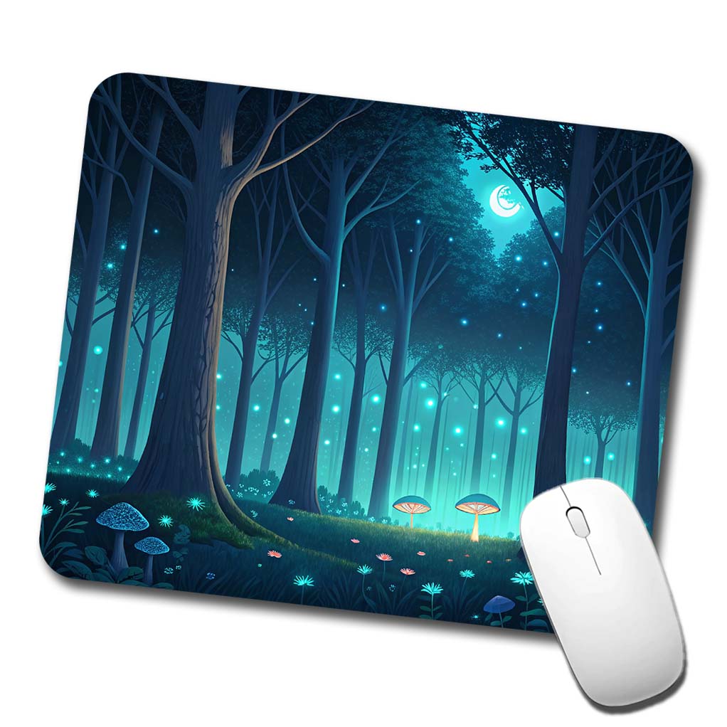 Bioluminescent Forest Night Low Profile Mouse Pad Mat